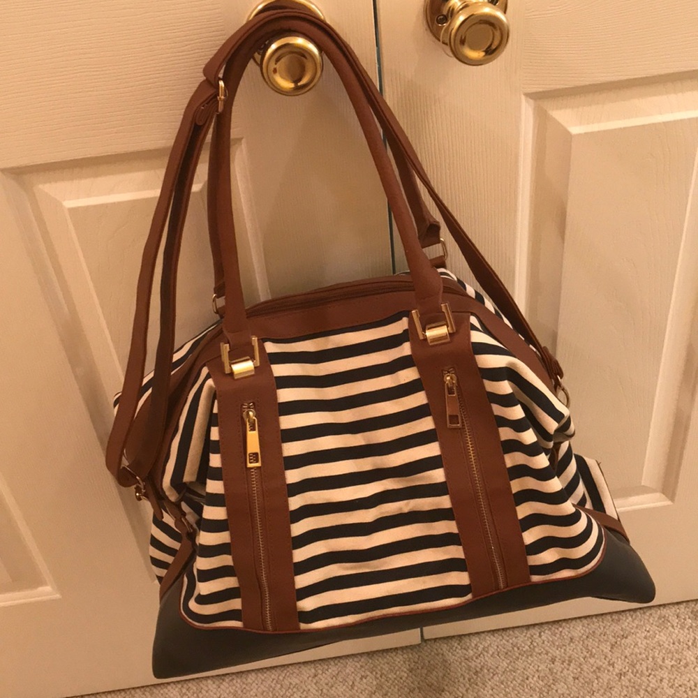 Blue Leather Bottom Bag